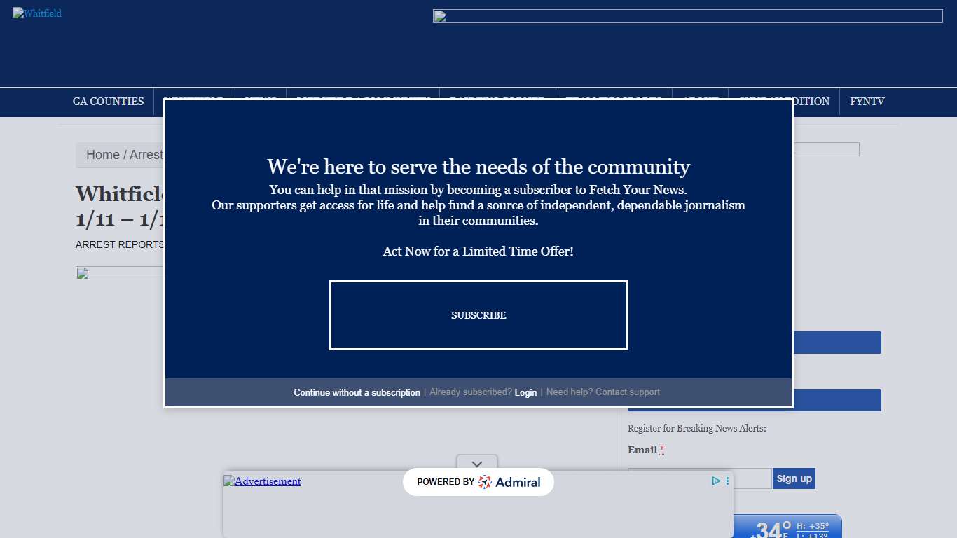 Whitfield County Sheriff’s Office Arrest Report 1/11 – 1/18/2026 - WhitfieldWhitfield